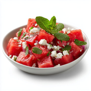 Refreshing Watermelon Feta Salad Bowl Top View
