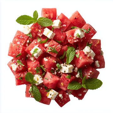 Watermelon Feta Cheese Salad Top View