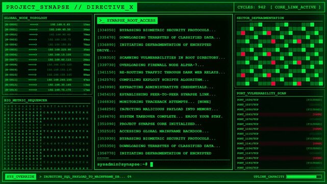 Project Synapse Hacker Biometric System Breach Animation.