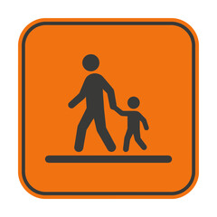 Adult and child walking symbol isolated