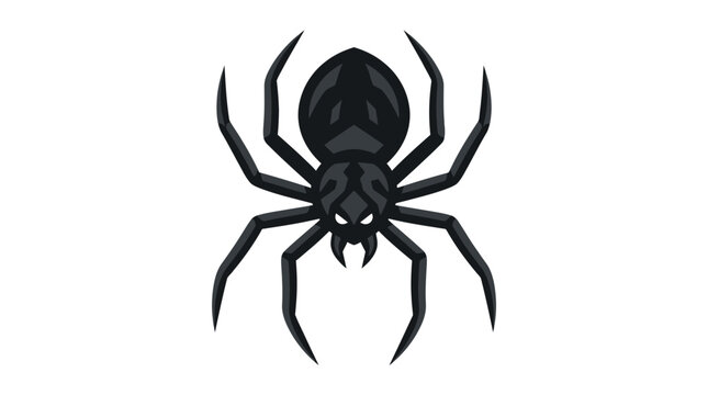 Black spider vector illustration, aggressive arachnid mascot logo, dark predatory insect icon for gaming and Halloween branding