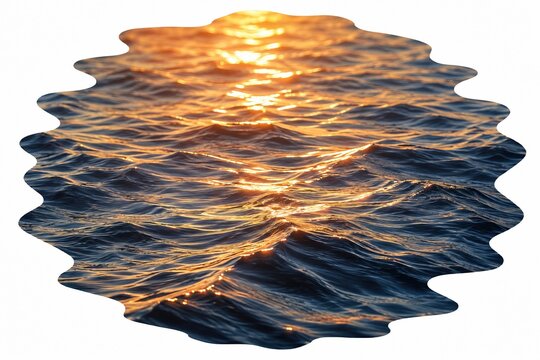 Golden sunset light reflecting on rippling dark blue ocean sea water