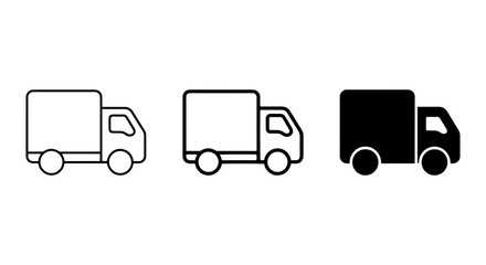 Fototapeta premium Delivery Truck Icons, Logistics Vehicle Symbols, Shipping Van Graphics, Transportation Vector Set
