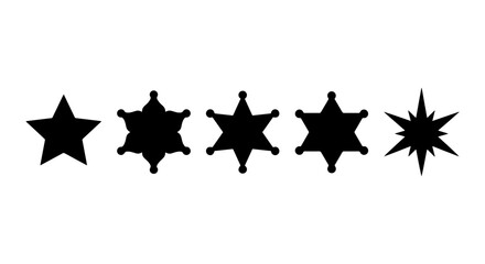 Fototapeta premium Black Star Badges, Sheriff Stars, Award Icons, Recognition Symbols, Vector Set