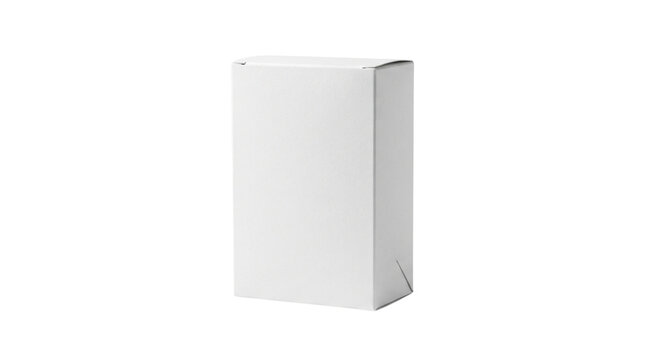 Minimalist white cardboard box mockup, blank paper packaging for product branding, clean rectangular shipping carton container isolated PNG with Transparent Background
