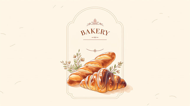 A vintage bakery-style frame featuring a beautiful design, an elegant emblem for cookie packaging, and a traditional bakery symbol; suitable for creating warm, seasonal greeting cards and gift tags.