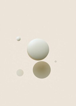 Minimalistic illustration with a light beige background. in the center of the image, there is a large white sphere that appears to be floating in the air.