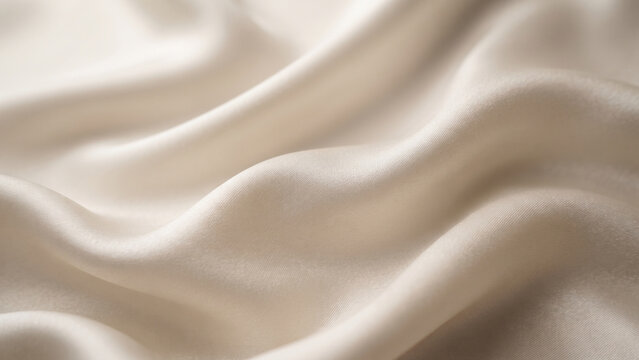 Soft beige, Off-white, Cream, Ivory satin fabric folds, luxurious smooth textile texture background