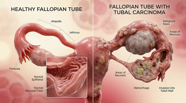 Healthy Ovary and Tube Versus Tubo-Ovarian Abscess Purulent Mass and Adhesions