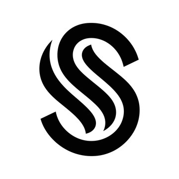 Abstract black letter S logo design features three wavy, parallel lines forming the shape of the letter S on a plain white background.