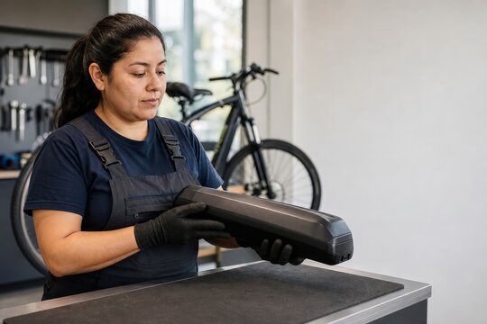 Electric Bicycle Battery Safety Explainer Service Russian Worker Her