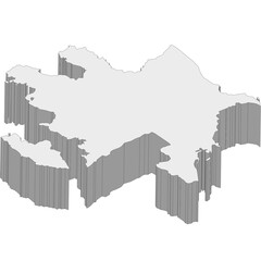 3D map dimension - continent Asia country Azerbaijan © badrpost