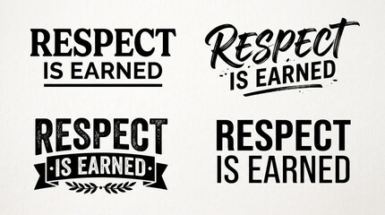 Fototapeta premium Respect Is Earned Typography Collection, Motivational Vector Lettering and Strong Mindset Design