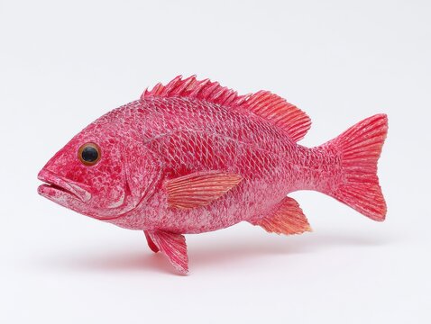 Sparkling Glitter Red Fish Figurine Isolated On A Clean White Background Studio Product Photography