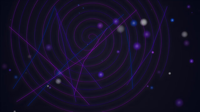 Network of glowing purple lines connecting bright dots in dark space