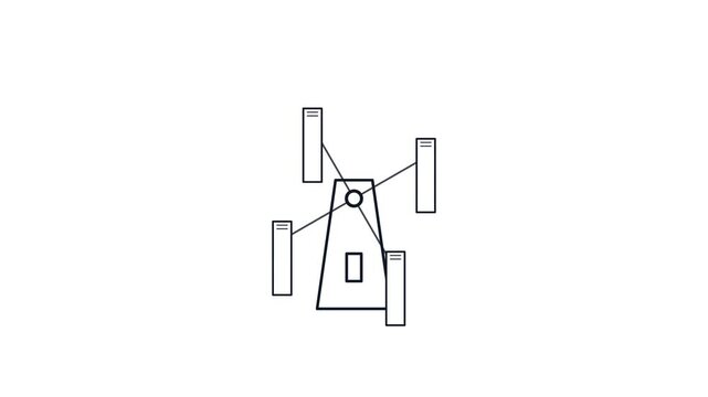 Abstract Hand Drawn Animation of a Rotating Windmill Mechanism.