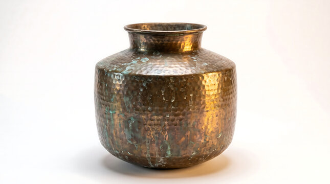 Rustic Hand Hammered Antique Copper Pot Vessel