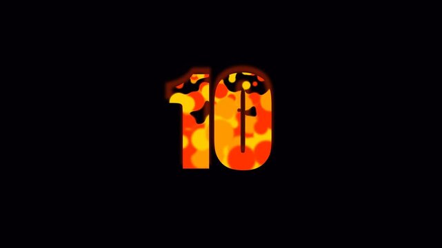Animated Countdown Number Ten with Vibrant Abstract Particle Effects.