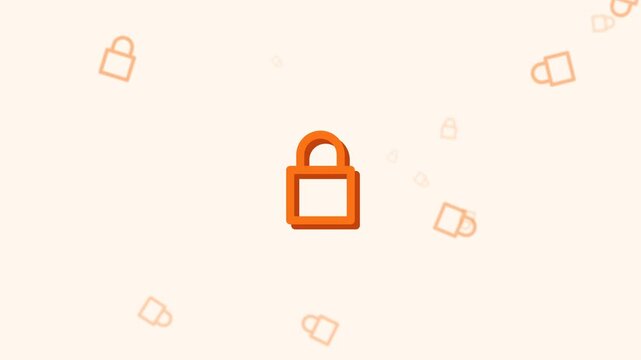 Animated Orange Padlock Icon Floating Against a Soft Cream Background.