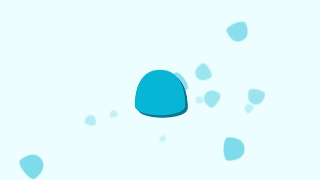 Animated Blue Jelly Blob Floating in Abstract Light Blue Space.