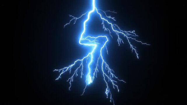 Electric blue lightning strike crackling with energy in darkness with subtle movement