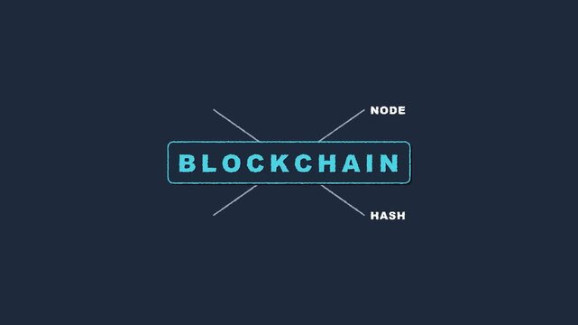 Animated Blockchain Concept Infographic with Key Terminology Elements.