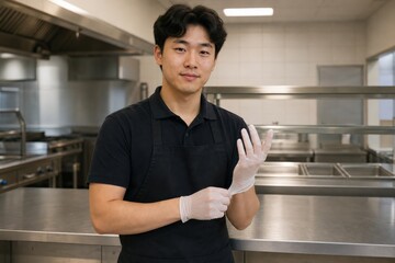 Fototapeta premium School Food Allergy Safety Cafeteria Kitchen Polish Service Worker Him