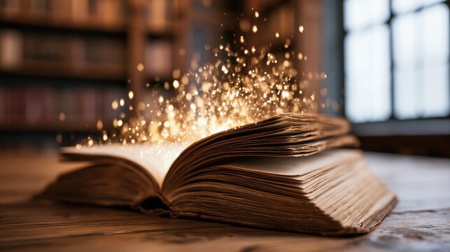 The Open Book of Light and Sparks in a Quiet Library