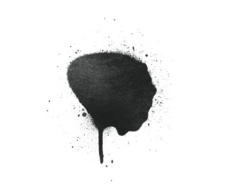 Spray paint drip drop element with aerosol mist effect. Street art grunge stain blob isolated on background for urban design.