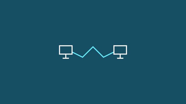Minimalist Animated Technology Icons Featuring Network Connections and Circular Loading Elements.