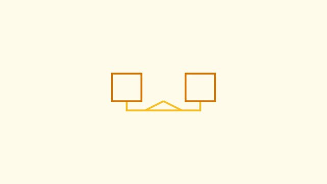 Minimalist animated balance scale icon showing equilibrium and stability.