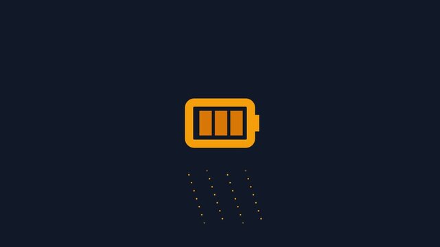 Minimalist Battery Charging Animation with Digital Particle Effects.