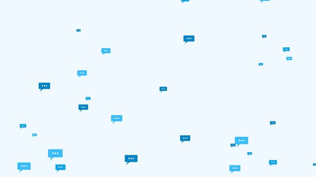 Floating Blue Speech Bubble Icons Background Animation.