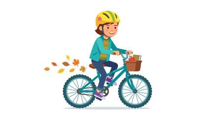Child riding bicycle with autumn leaves © Mangkat