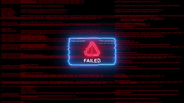 System error failed notification with red warning and digital code background, alert
