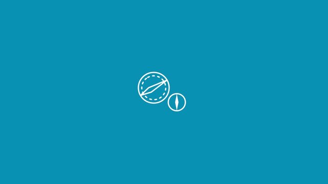 Minimalist Animated Clock Icon Rotating on Blue Background.