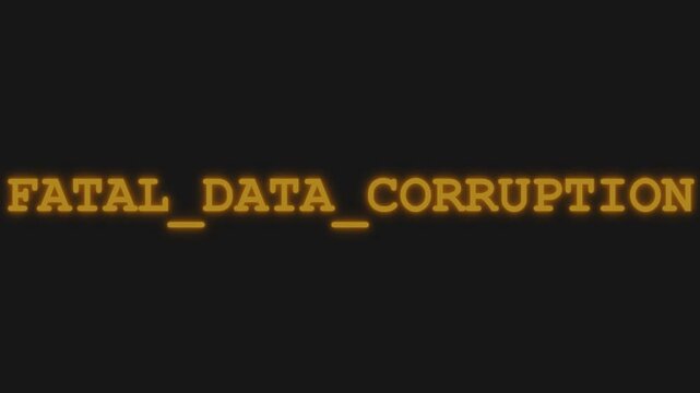 Digital Glitch Animation Featuring Fatal Data Corruption Warning Text.