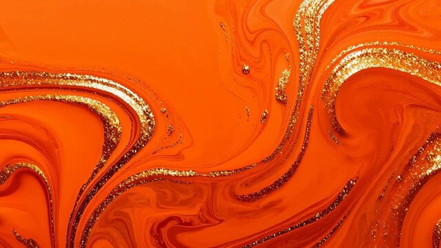 Abstract orange and gold marbled pattern
