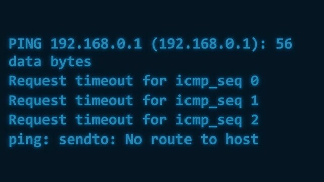Network Connectivity Troubleshooting Ping Command Failure on Terminal Screen.