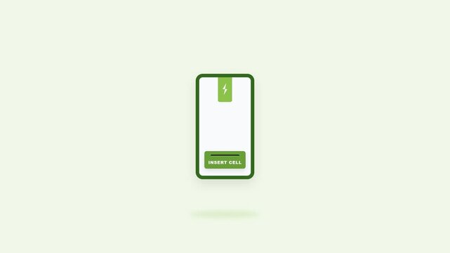 Minimalist Smartphone Animation with Interactive Green Button Interface.
