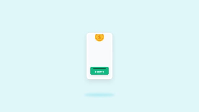 Animated Smartphone Interface Showing Coin Deposit and Transaction Success.