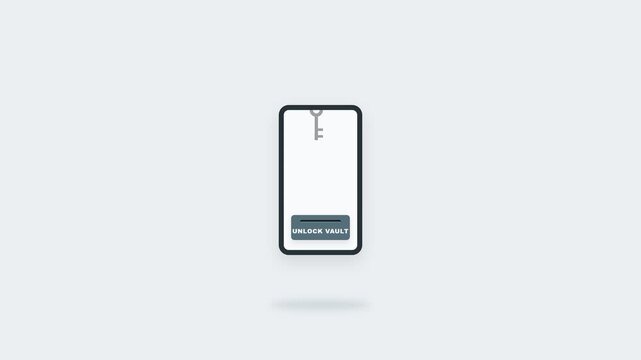 Minimalist Smartphone Animation with Floating Key Icon and Loading Bar.