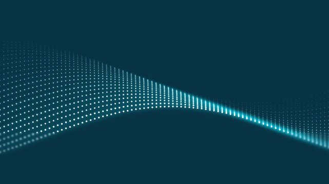 Abstract Digital Wave Background with Glowing Particles and Smooth Motion.