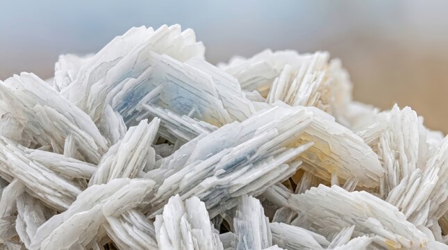 Barite Barium Sulfate Crystals Forming Tabular White Blades like a Frozen Desert