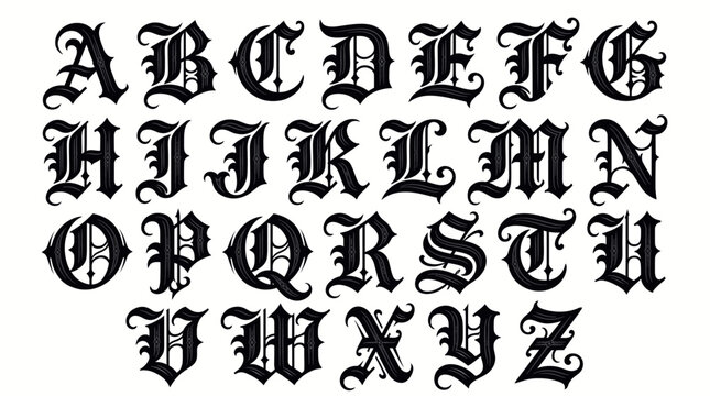 A complete set of the English alphabet in a gothic or blackletter font, displayed in uppercase letters.