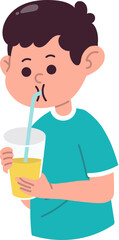 Fototapeta premium Little Boy Enjoying a Fresh Fruit Drink