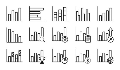 Obraz premium Upward growth bar chart icons in flat design Vector