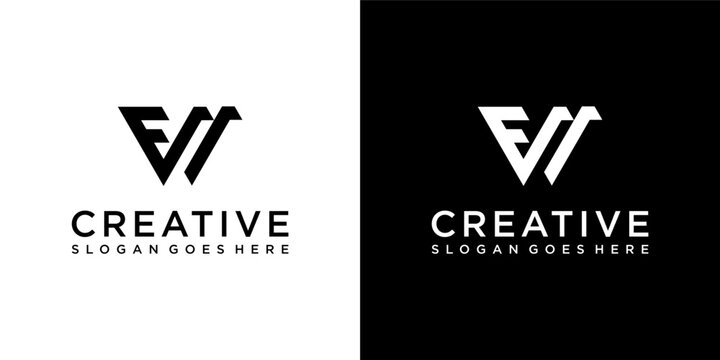 EW or WE initial letter logo design vector