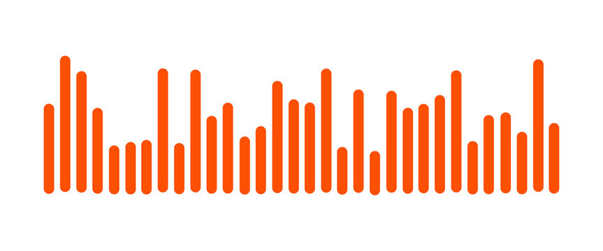 Orange audio wave sound equalizer bar spectrum signal graphic element isolated on transparent background
