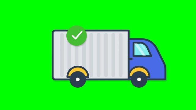 Delivery Truck Icon with Green Checkmark Symbol for Efficient Shipping and Logistics Services